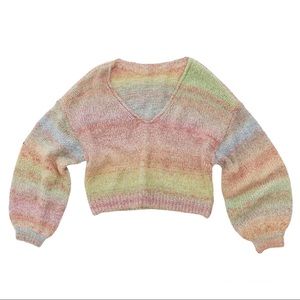 Rainbow Ombré Knit Cropped Sweater